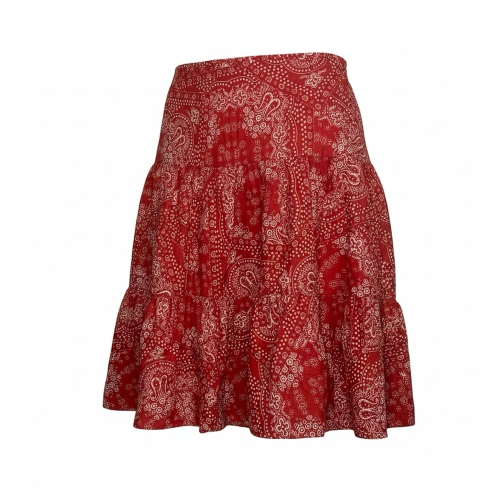 Women’s Red Paisley Tiered Skater Skirt
